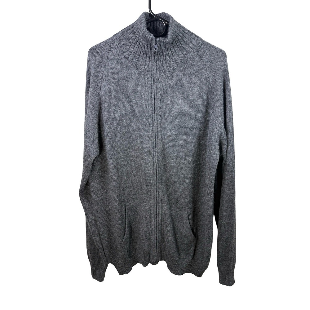 Baby Alpaca Cusco Peru Full Zip Sweater Gray Soft Knit Men's Large
